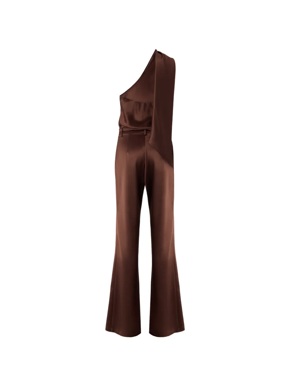 PINKO Lange satijnen jumpsuit met sjerp Bruin