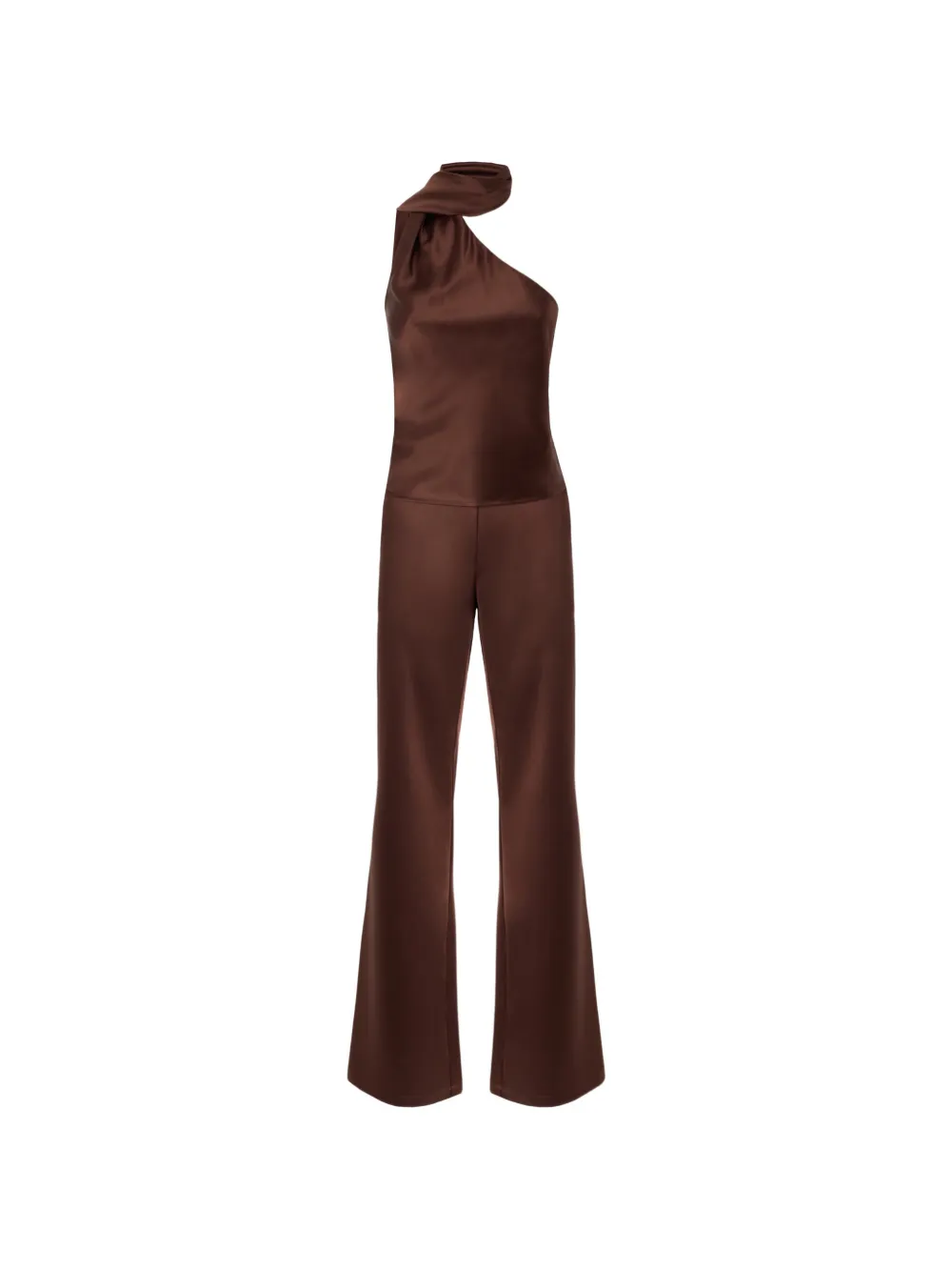 PINKO long satin jumpsuit with sash - Marrone