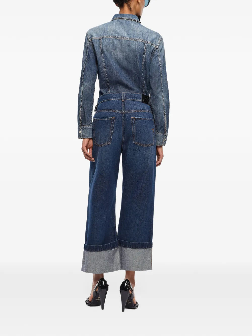 PINKO Jeans met omgeslagen manchetten en ceintuur Blauw
