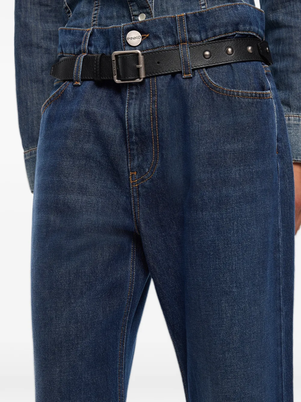 PINKO Jeans met omgeslagen manchetten en ceintuur Blauw