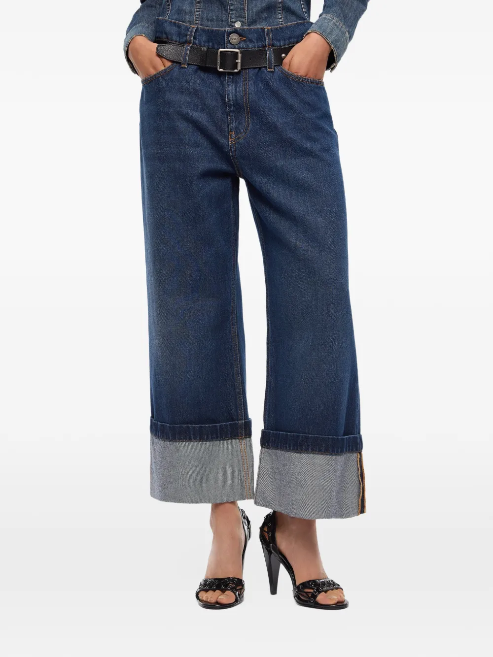 PINKO Jeans met omgeslagen manchetten en ceintuur Blauw