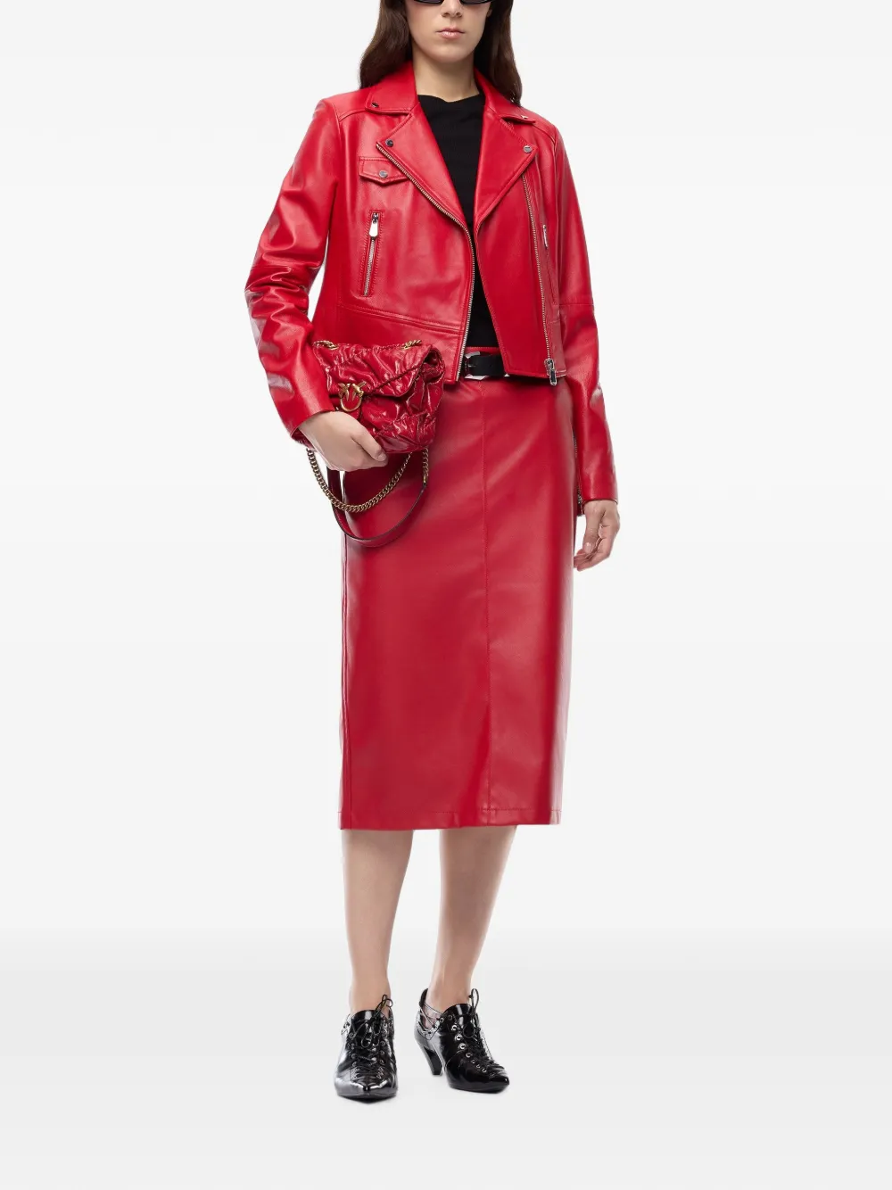 PINKO Leren bikerjack Rood