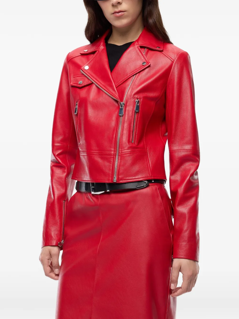 PINKO Leren bikerjack Rood