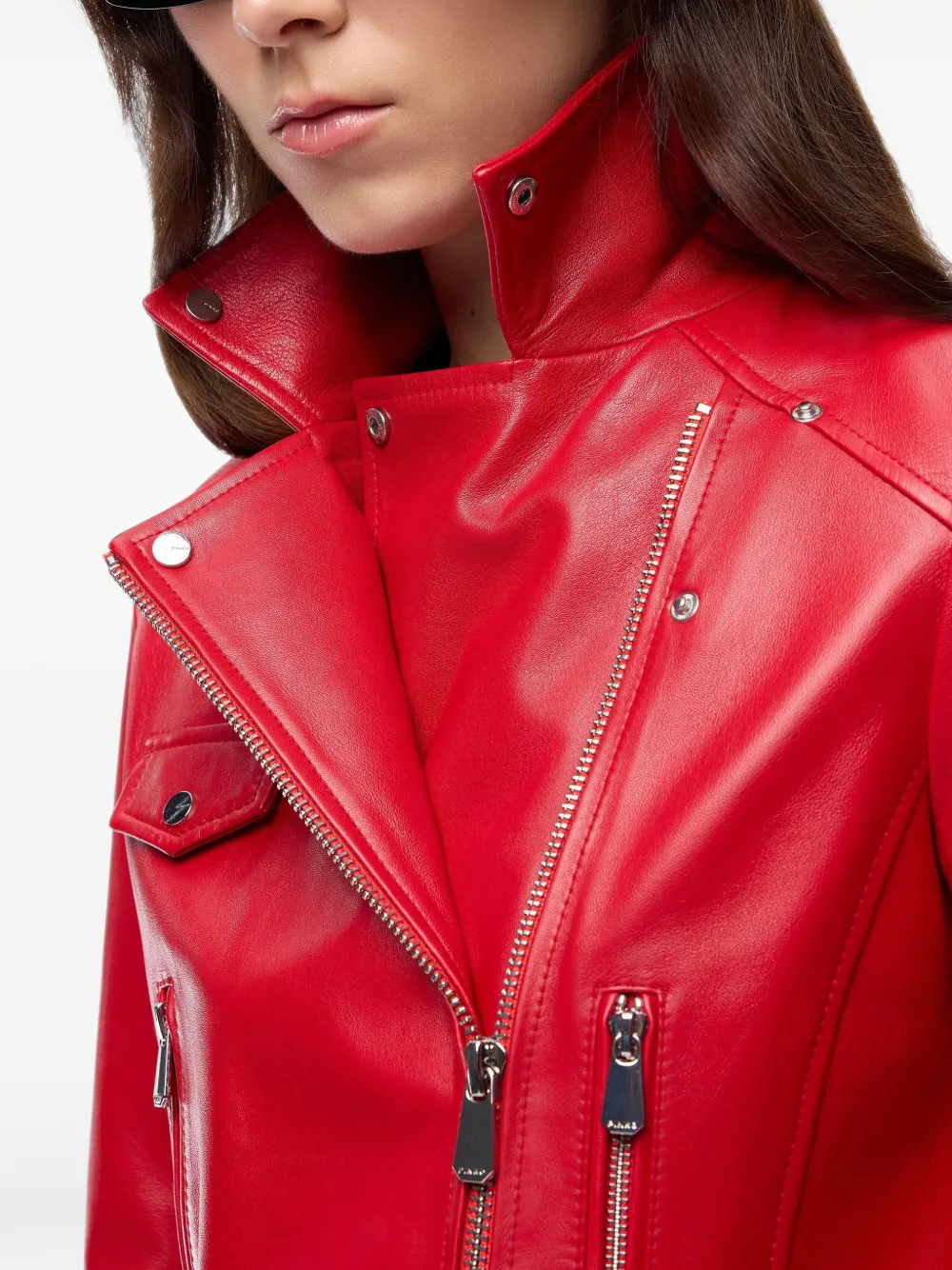 PINKO Leren bikerjack Rood