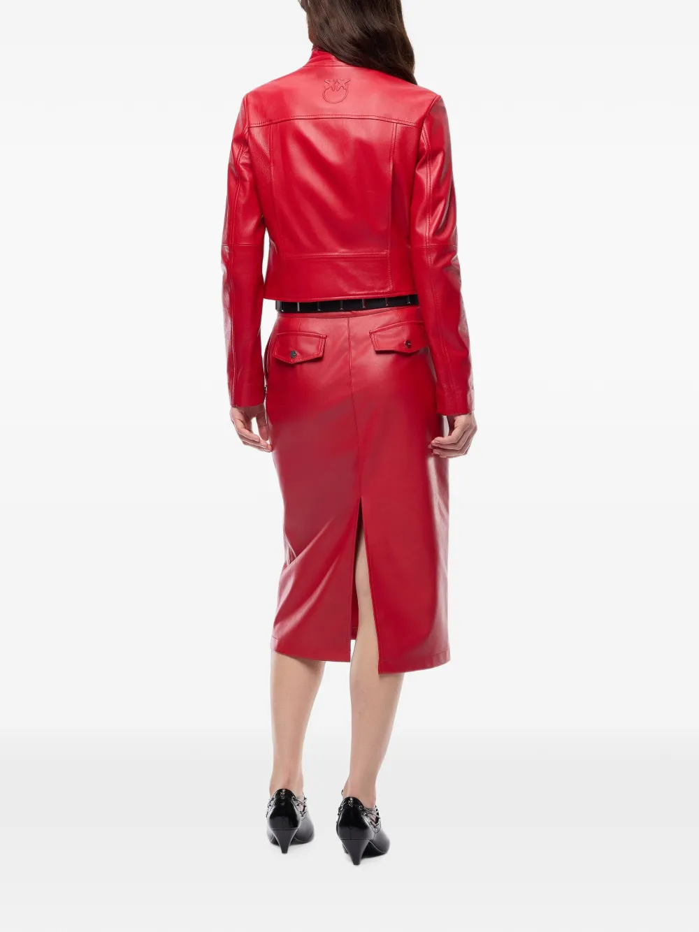 PINKO Leren bikerjack Rood
