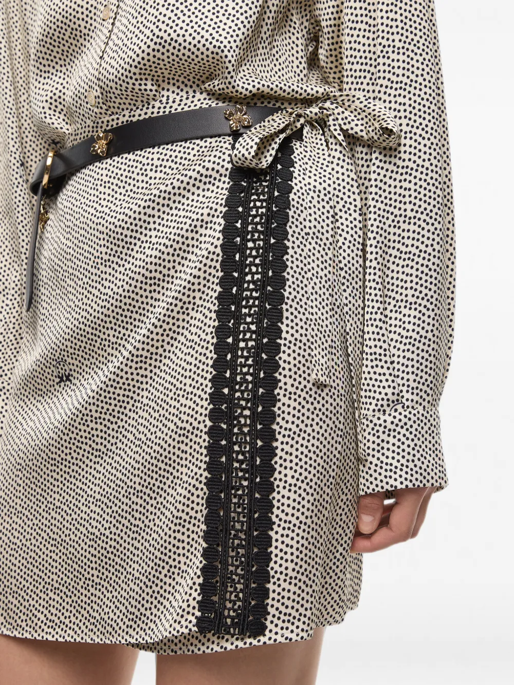 PINKO Blousejurk met stippen en afwerking van kant Beige