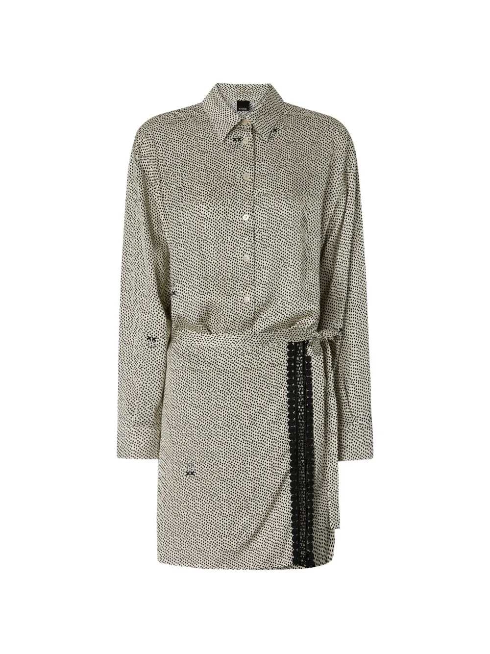 PINKO polka-dot lace-trim shirt dress - Neutrals
