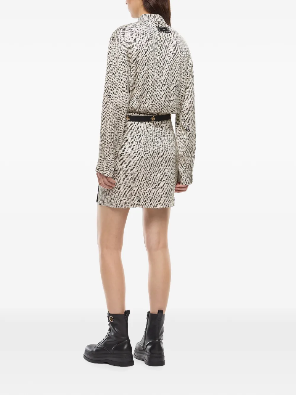 PINKO Blousejurk met stippen en afwerking van kant Beige