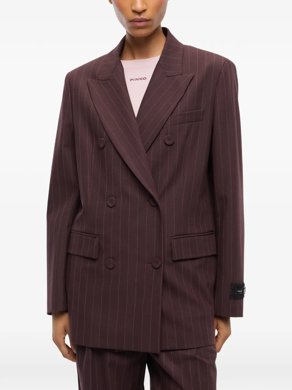 PINKO Geruit jack met dubbele rij knopen Rood