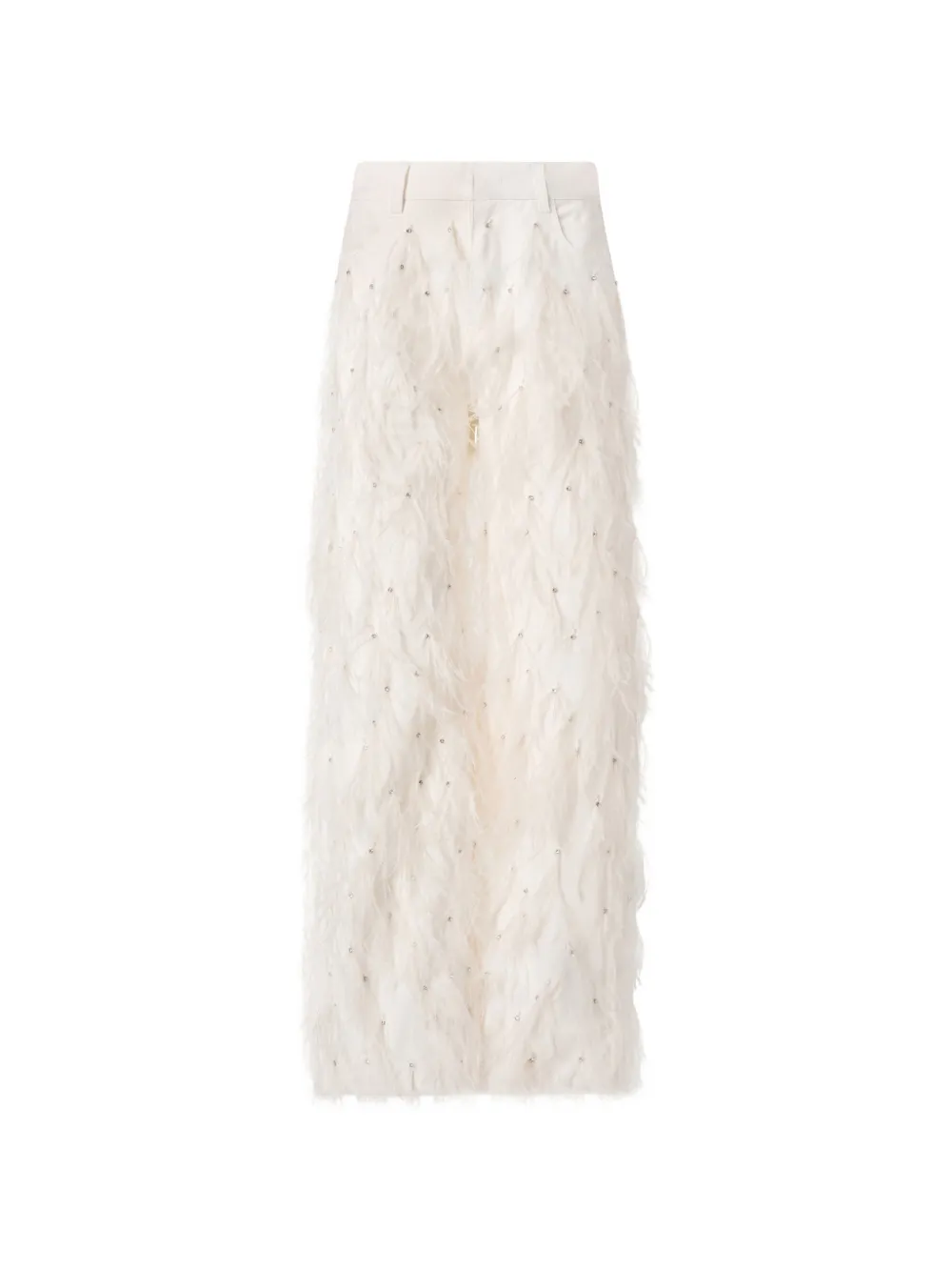 PINKO Broek verfraaid met kristallen en veren afwerking Beige