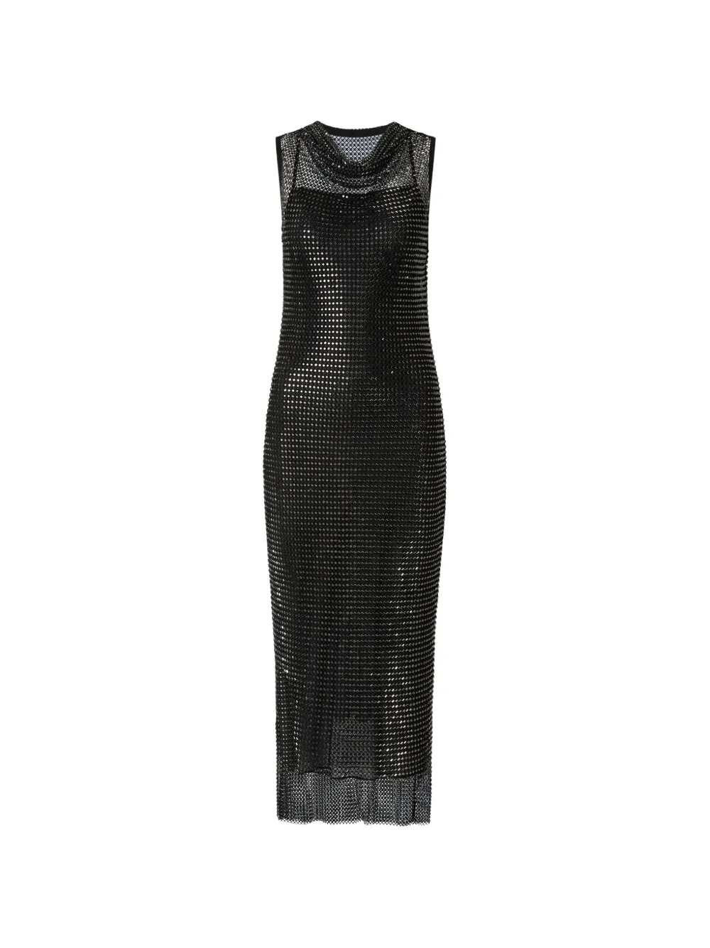Pinko Crystal-embellished Mesh-knit Midi Dress In Brown