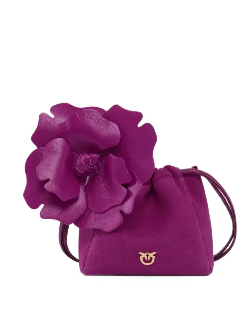 PINKO flower-detail suede clutch bag