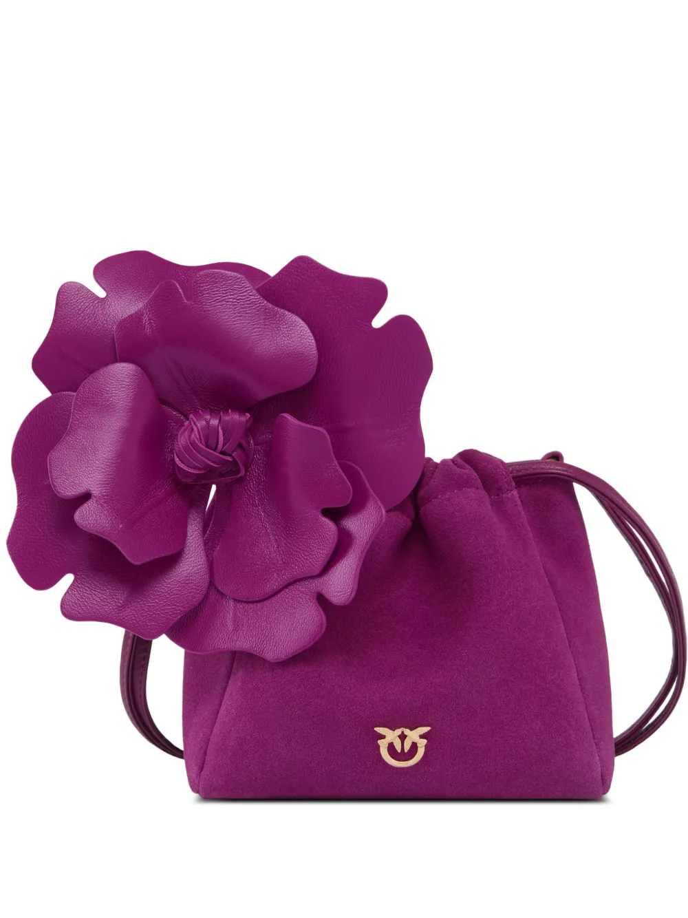 PINKO flower-detail suede clutch bag