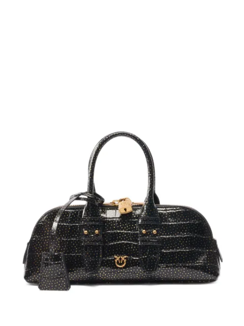 PINKO medium crocodile-print leather bag with gold polka dots