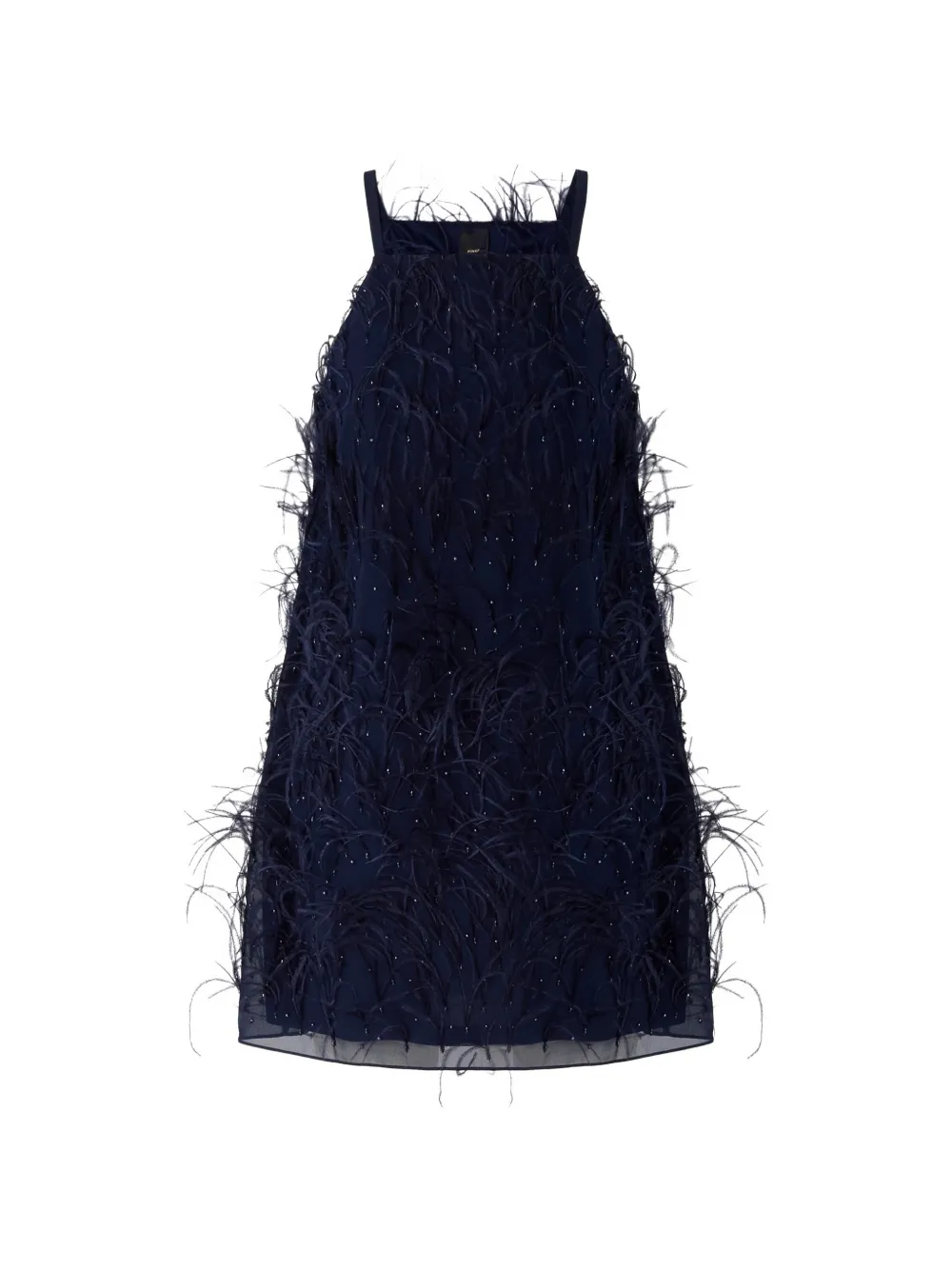 PINKO robe à sequins et à bordure de plumes - Bleu PINKO robe à sequins et à bordure de plumes - Bleu