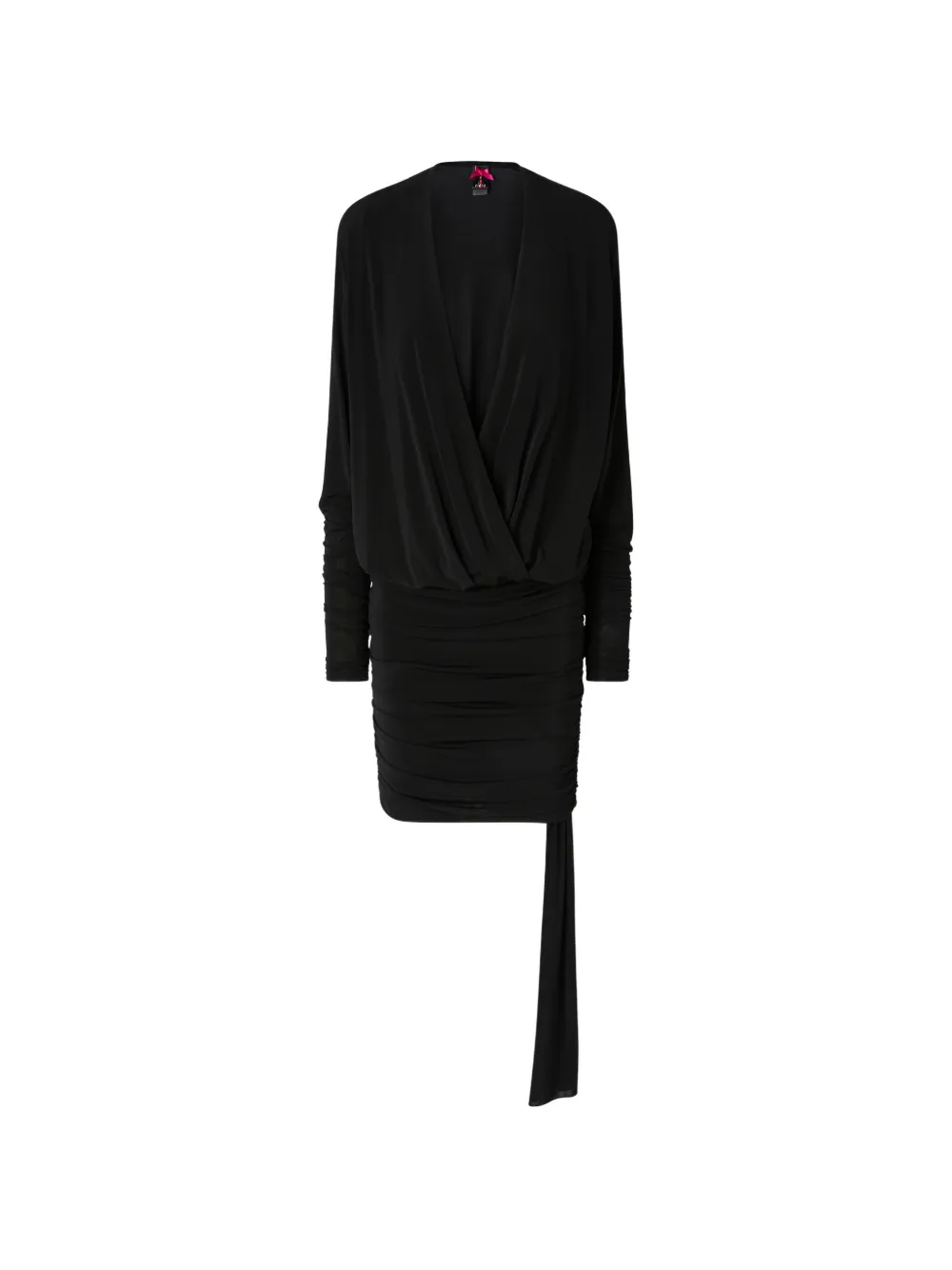 PINKO mini dress with gathering and ribbon - Nero