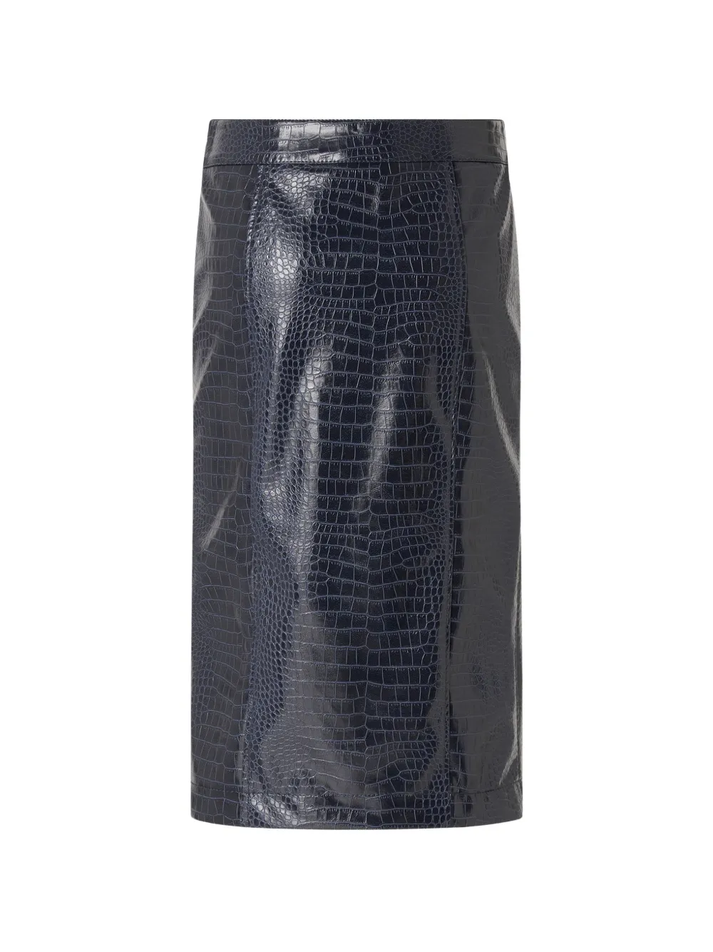 PINKO Midi-rok met ritssluiting en krokodillen-effect Blauw