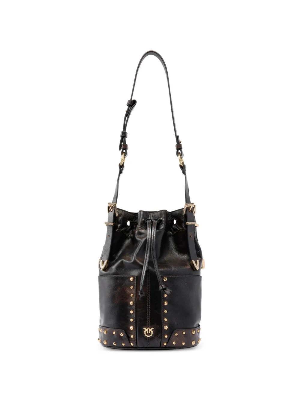PINKO Borsa a secchiello con borchie - Marrone