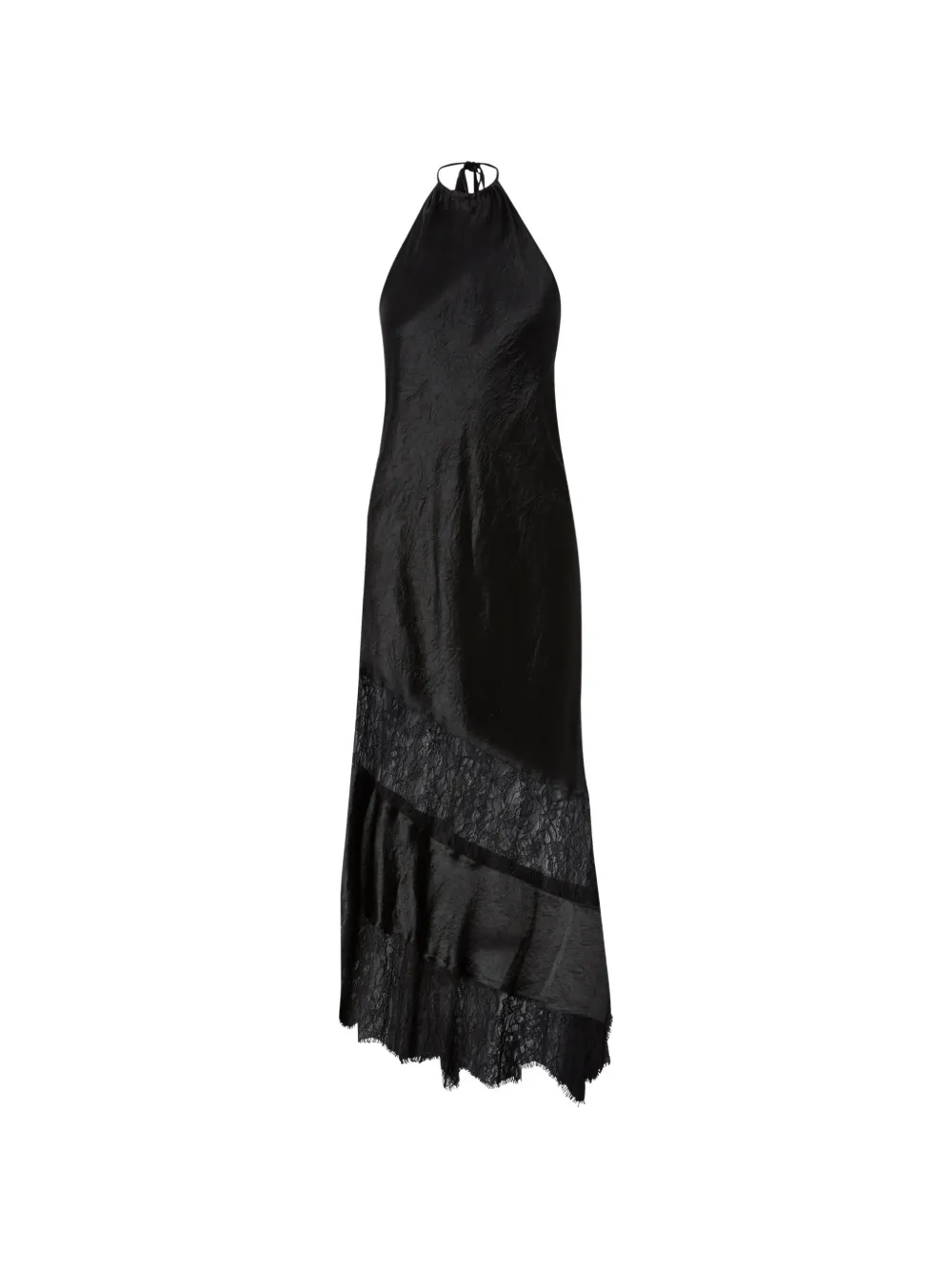 PINKO lace-panelled halterneck midi dress - Black