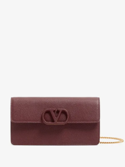 Valentino Garavani VLogo Signature grainy calfskin wallet with chain