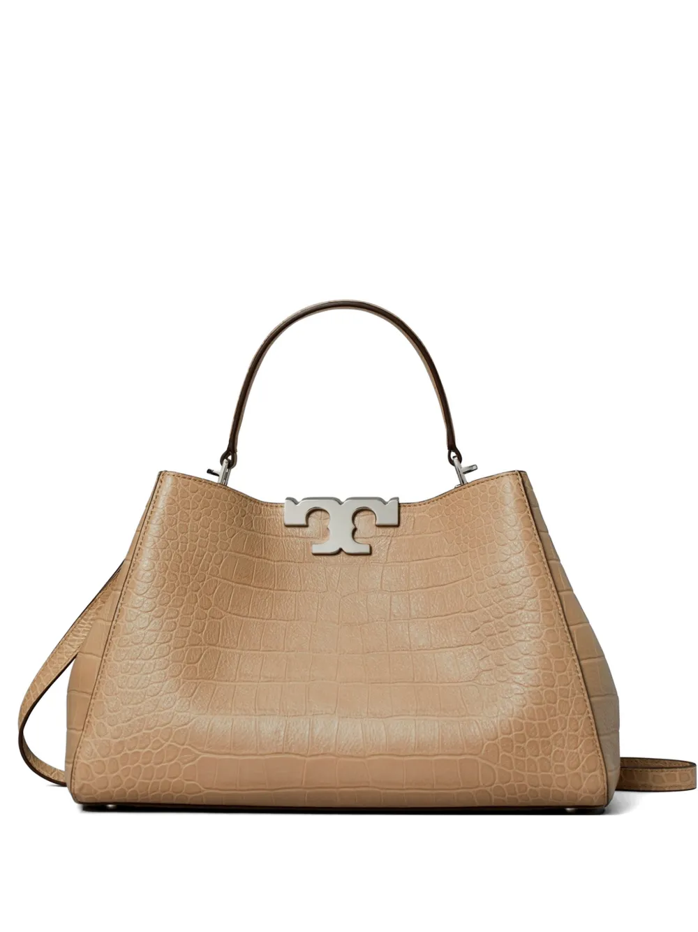 Tory Burch Eleanor Embossed-leather Satchel Bag In Brown