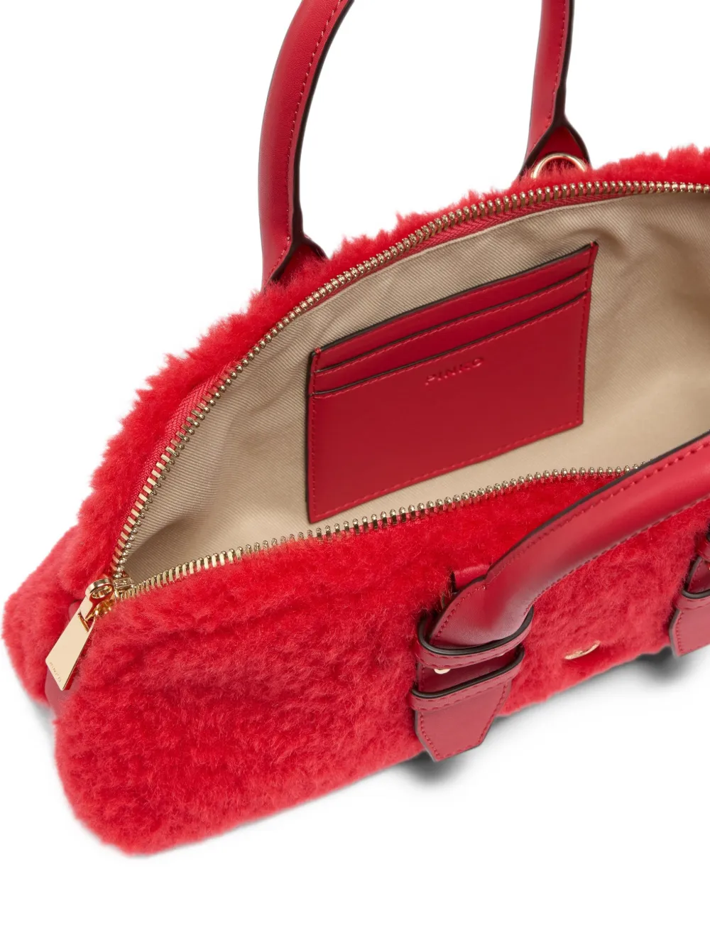 PINKO Love Birds shopper van imitatielamswol Rood