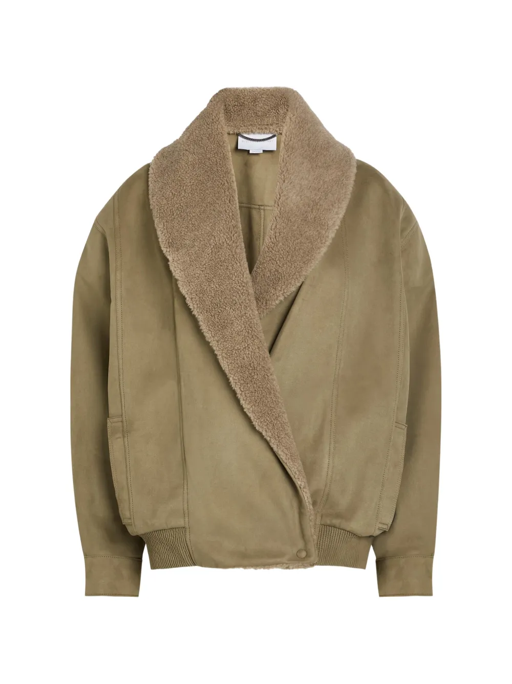 Stella McCartney faux-shearling wrap jacket - Marrone
