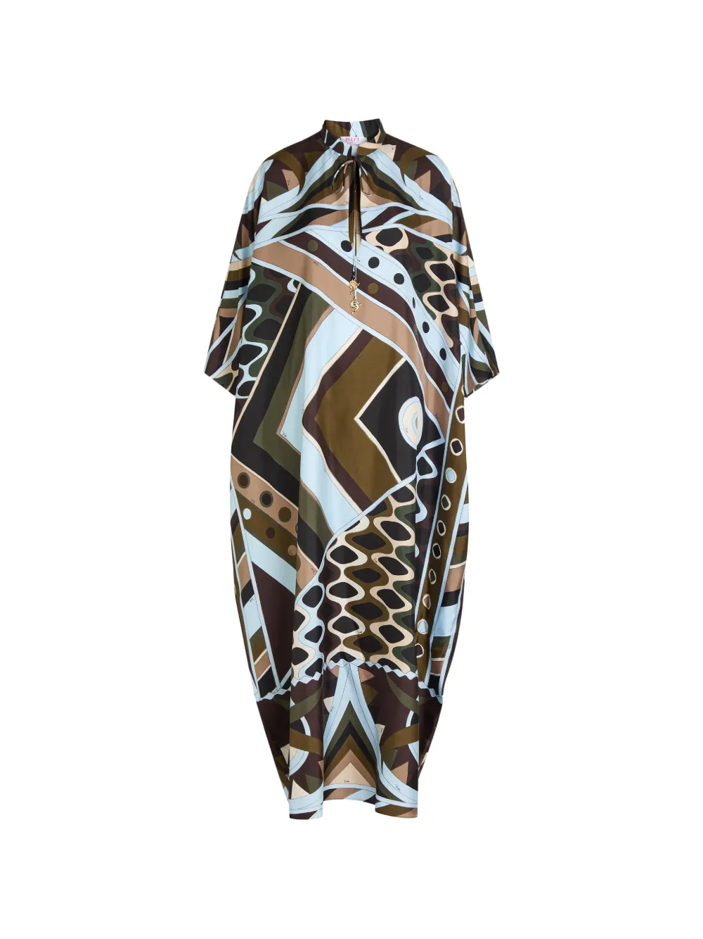 PUCCI geometric-print tie-neck dress - Marrone