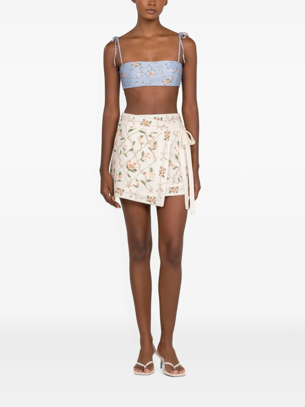 Agua By Agua Bendita Luna mini-wikkelrok met bloemenprint Beige