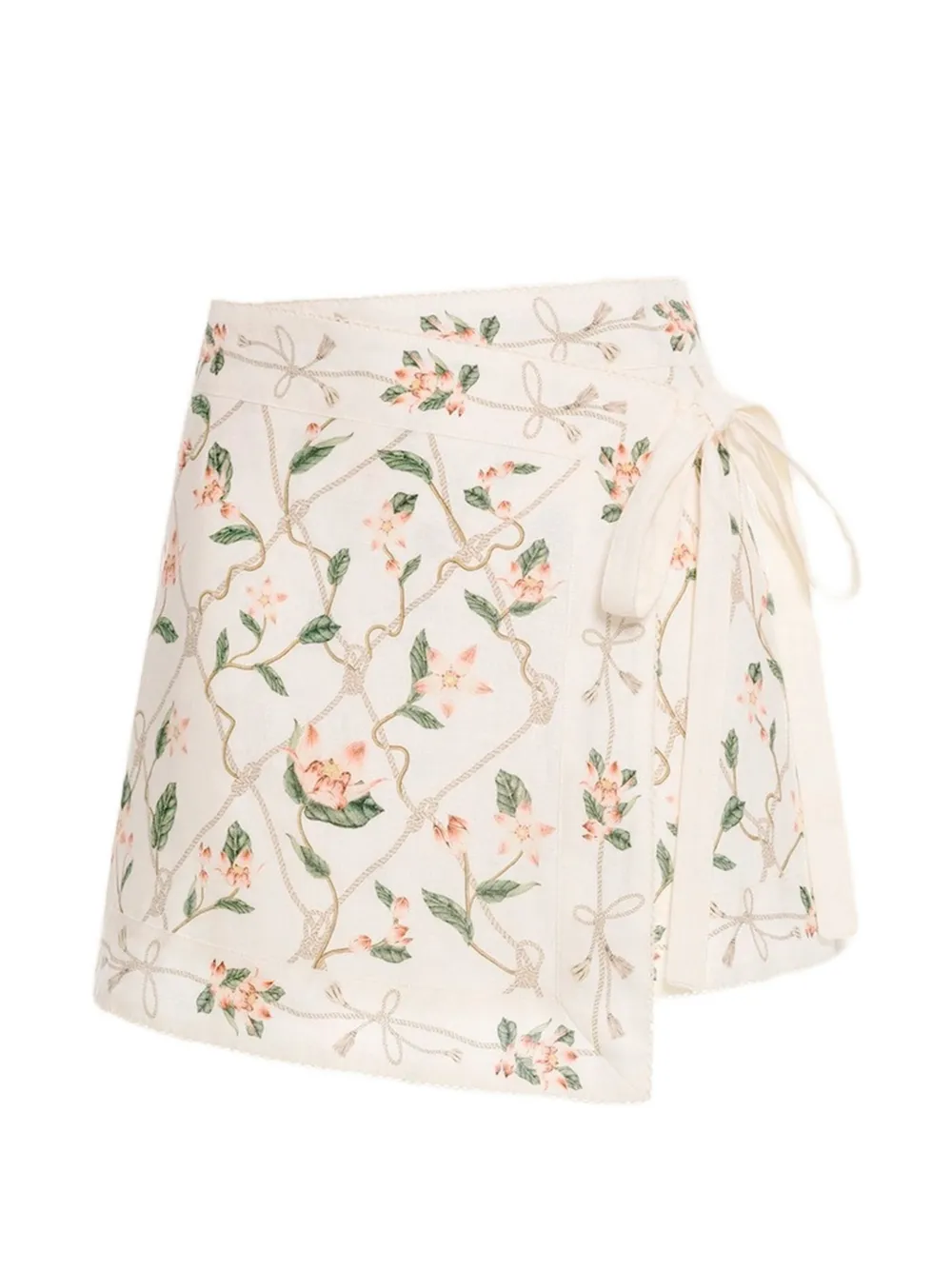 Agua By Agua Bendita Luna floral-print mini wrap skirt - Nude