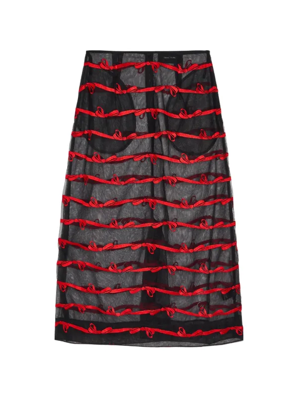 Simone Rocha Bow-embellished Tulle Midi Skirt in Black