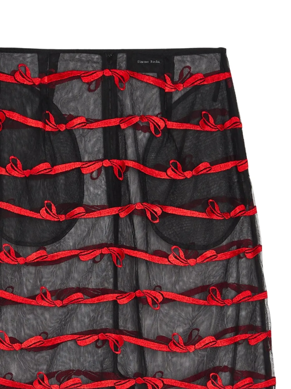 Simone Rocha Bow-embellished Tulle Midi Skirt in Black, view 2