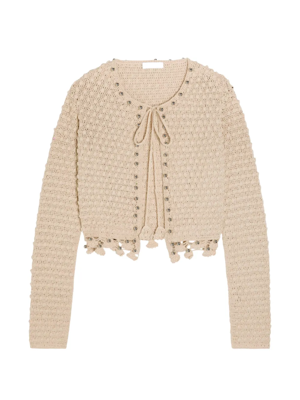 Rabanne bead-embellished crochet cardigan - Toni neutri