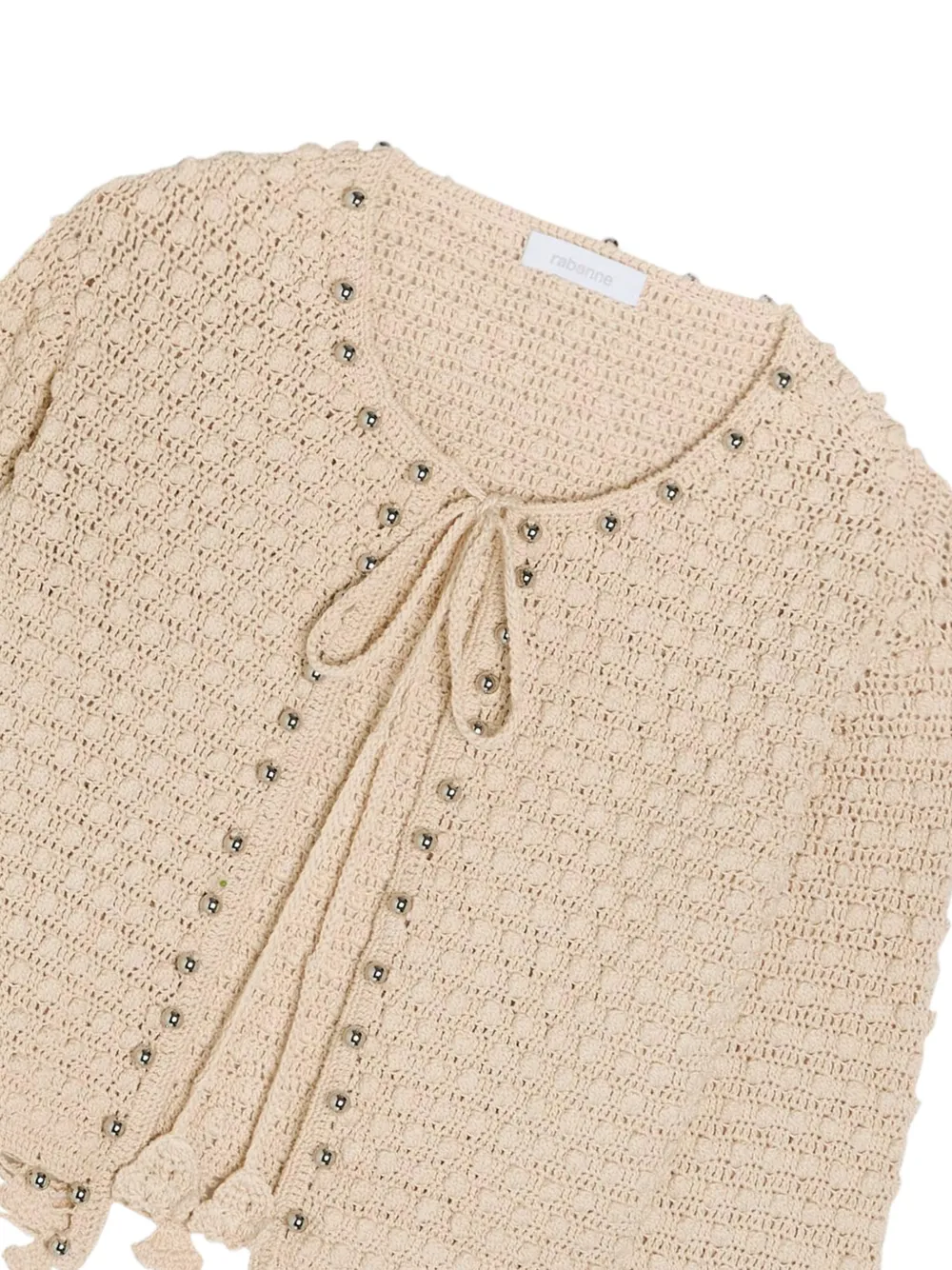 Rabanne Handgemaakt vest met lange mouwen en ecru gehaakt Beige