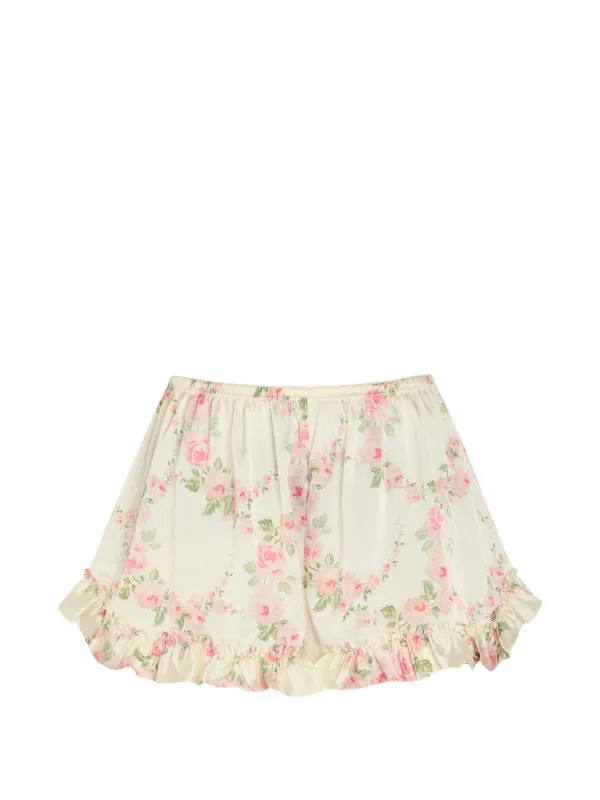 Simone Rocha Floral-print Ruffled Shorts in Neutrals