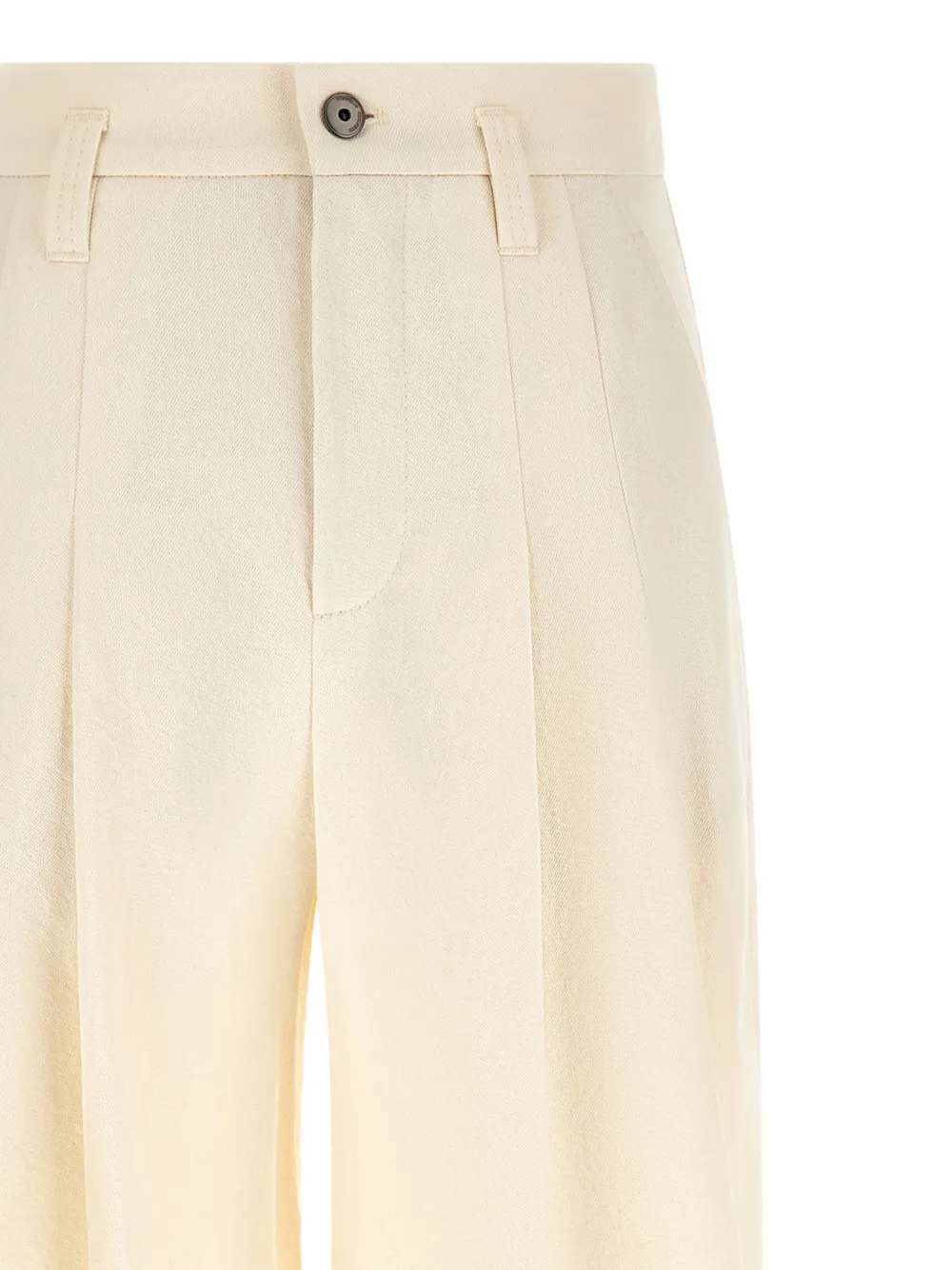 Brunello Cucinelli Geverfde katoenen en wollen denim baggy broek met monili Beige