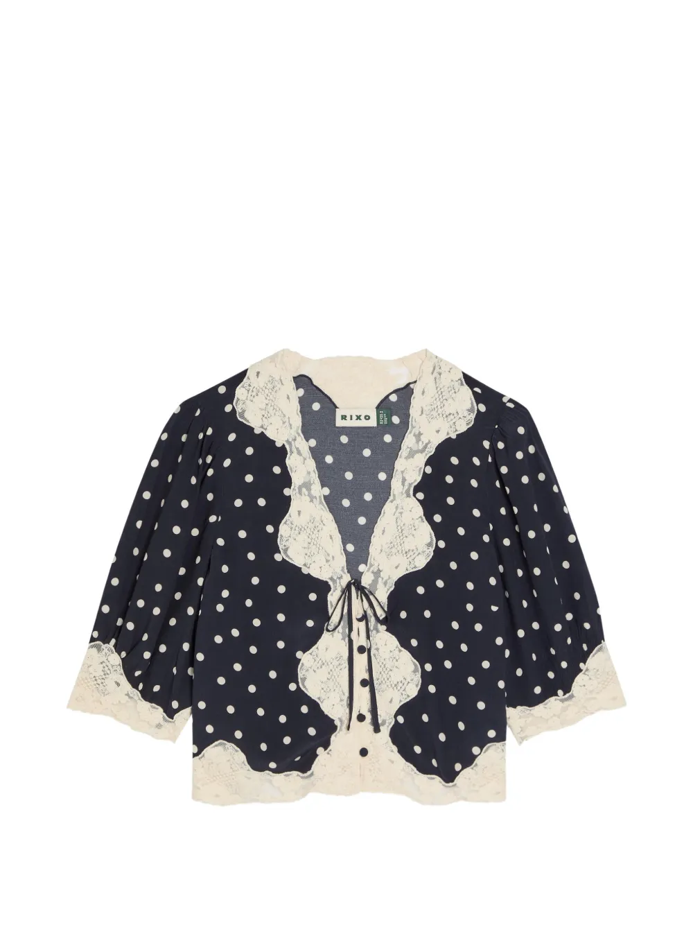 Rixo London Ursula Polka-dot Blouse In Blue