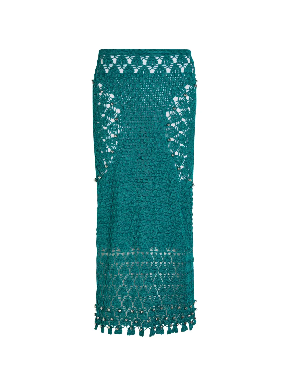 Rabanne bead-embellished crochet maxi skirt - Verde