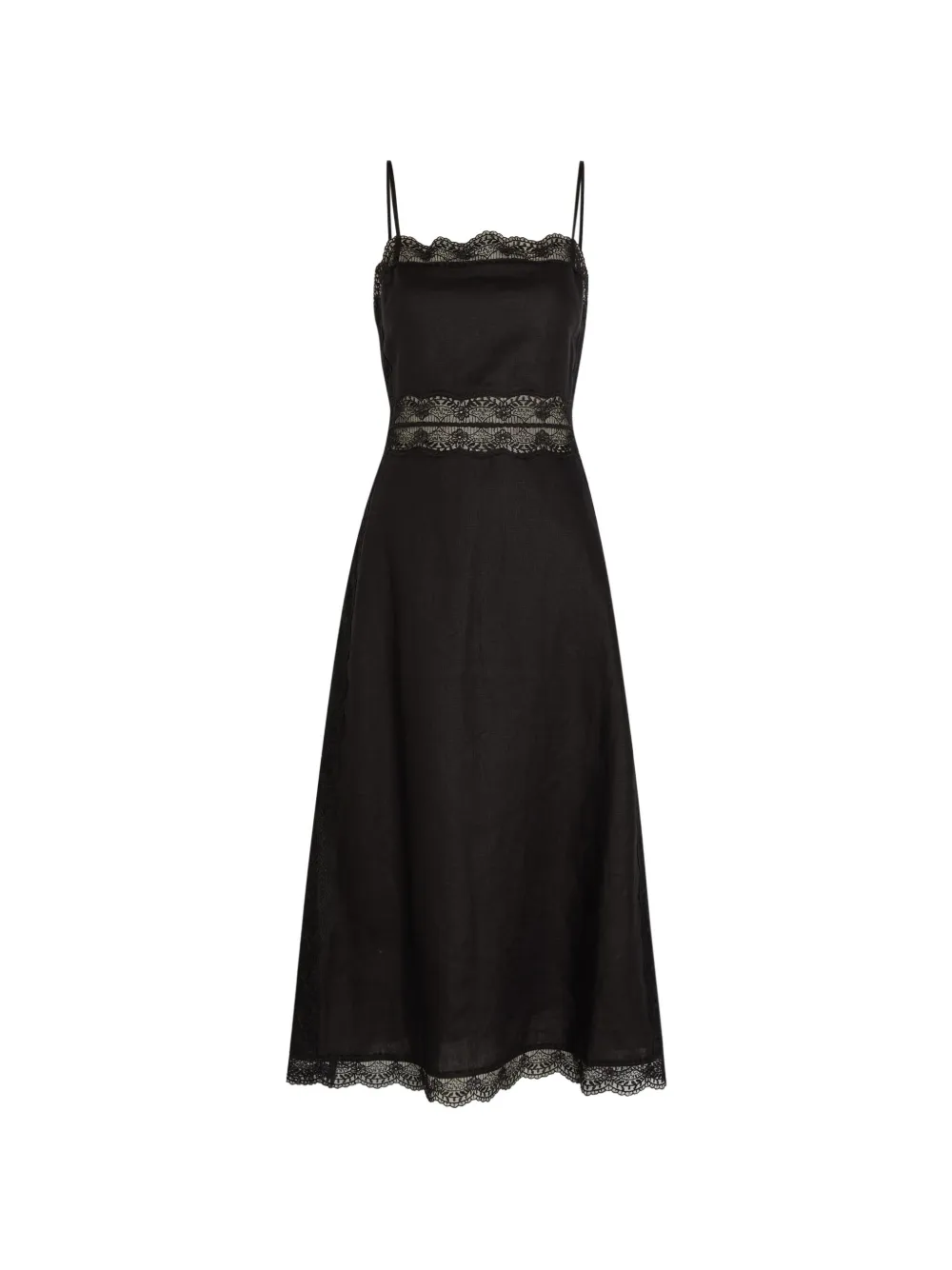 STAUD Amalina linen midi dress - Nero