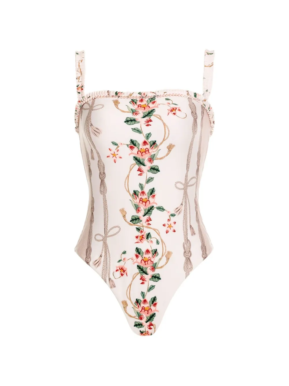 Agua By Agua Bendita Limon Navegante floral-print ruffled swimsuit - Weiß