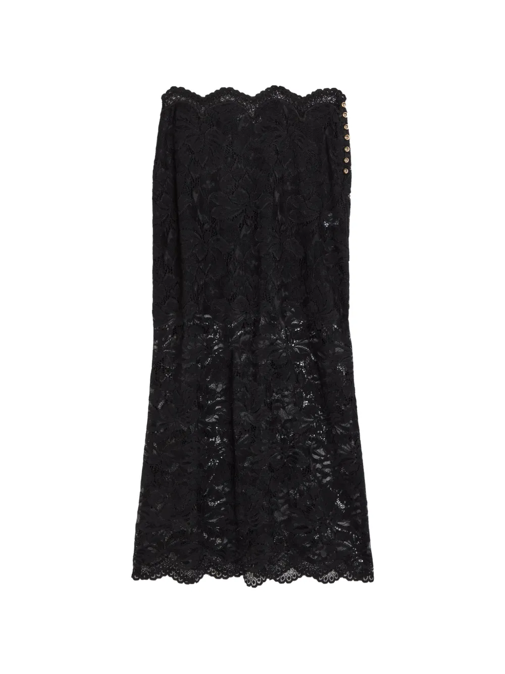 Rabanne lace-overlay button-detail midi skirt - Schwarz