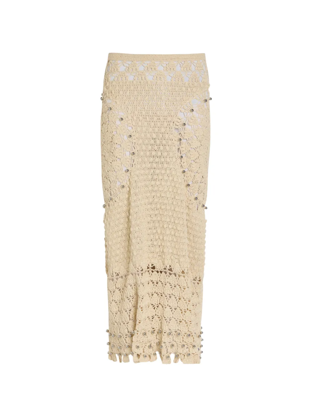 Rabanne bead-embellished crochet maxi skirt - Toni neutri