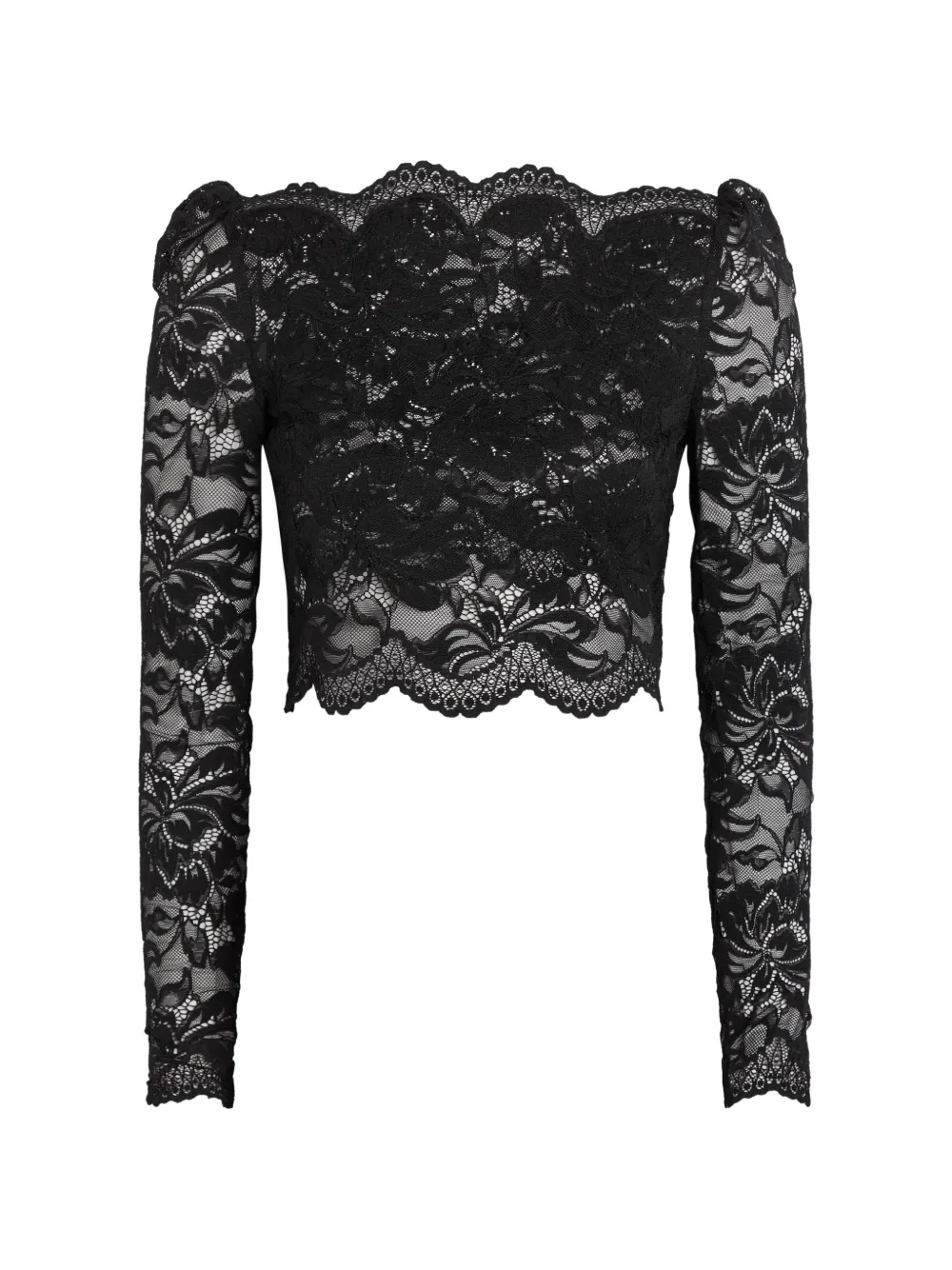 Rabanne scalloped lace top - Nero