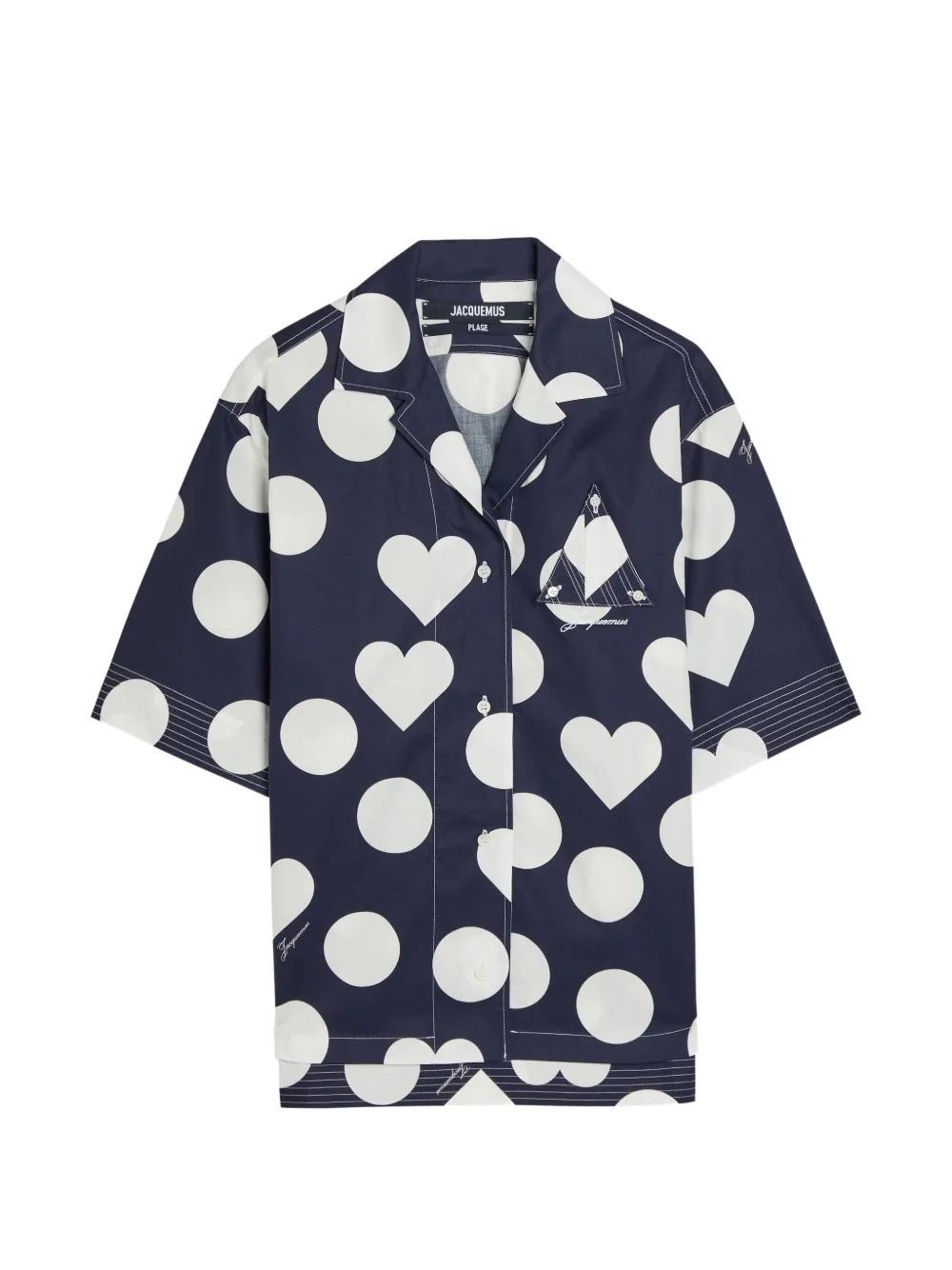 Jacquemus Marin heart-print polka-dot shirt - Blu