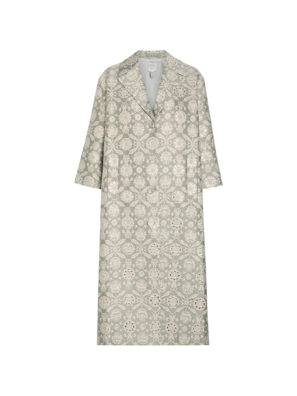 Huishan Zhang floral-brocade single-breasted coat - Grün