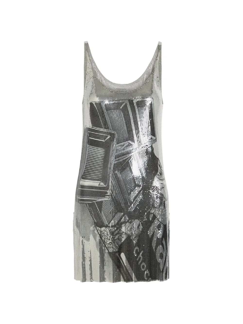 Rabanne graphic-print chainmail mini dress - Argento