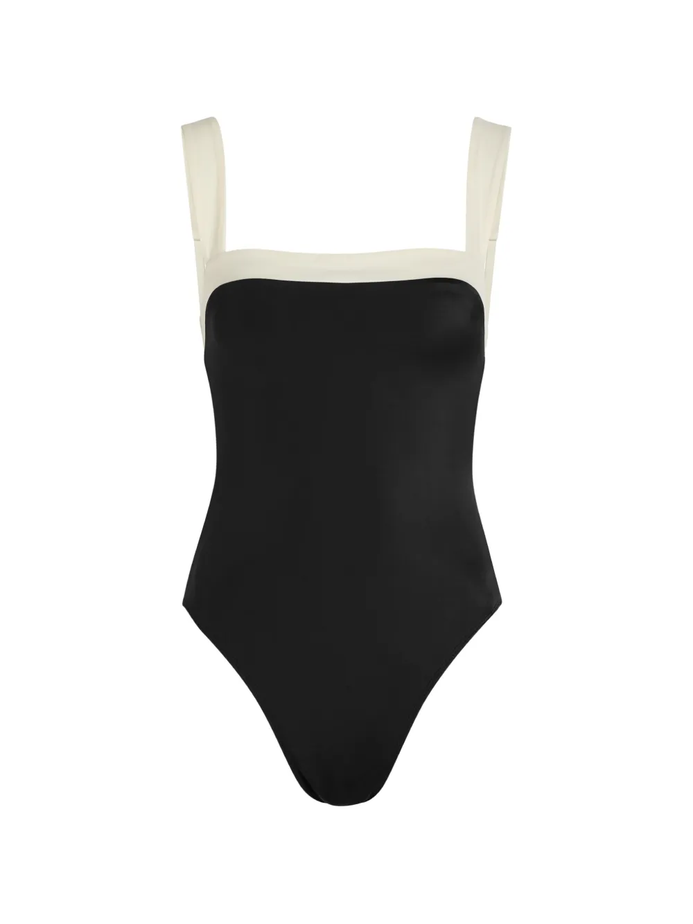 AWAY THAT DAY Grenada colour-block square-neck swimsuit - Nero