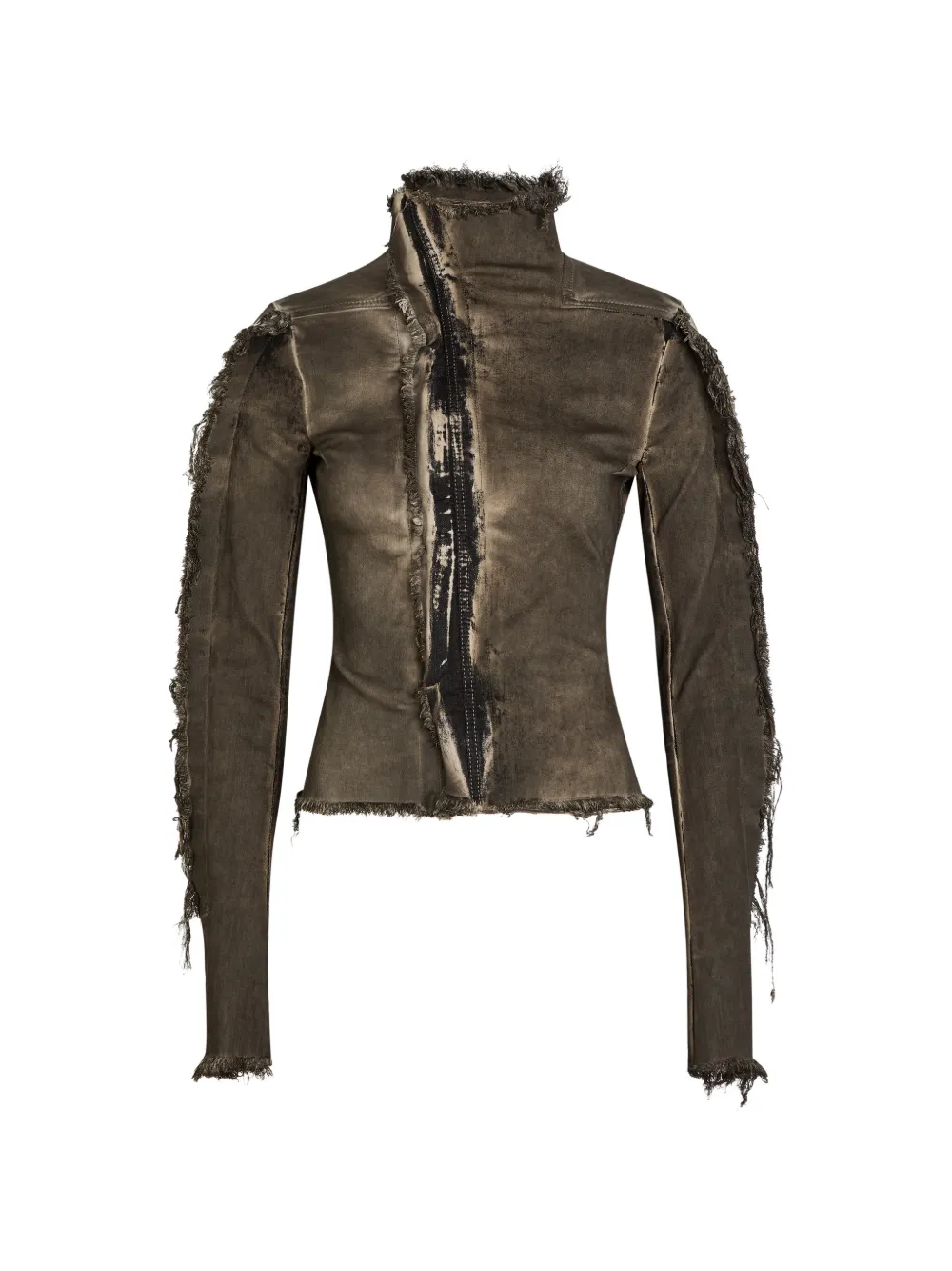 Rick Owens frayed-edge denim jacket - Marrone