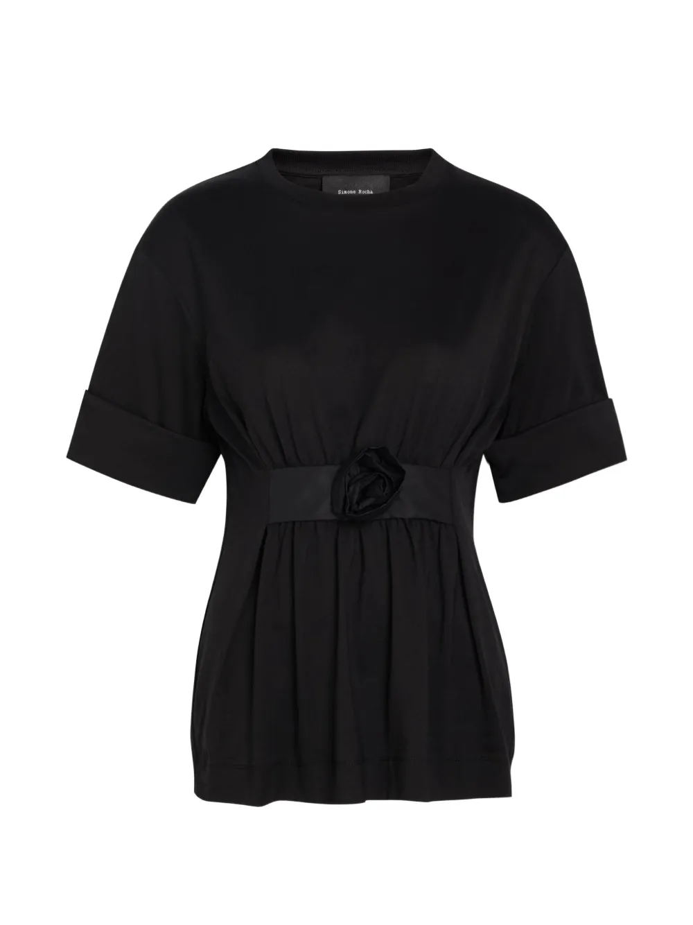 Simone Rocha T-shirt met bloemenpatch Zwart