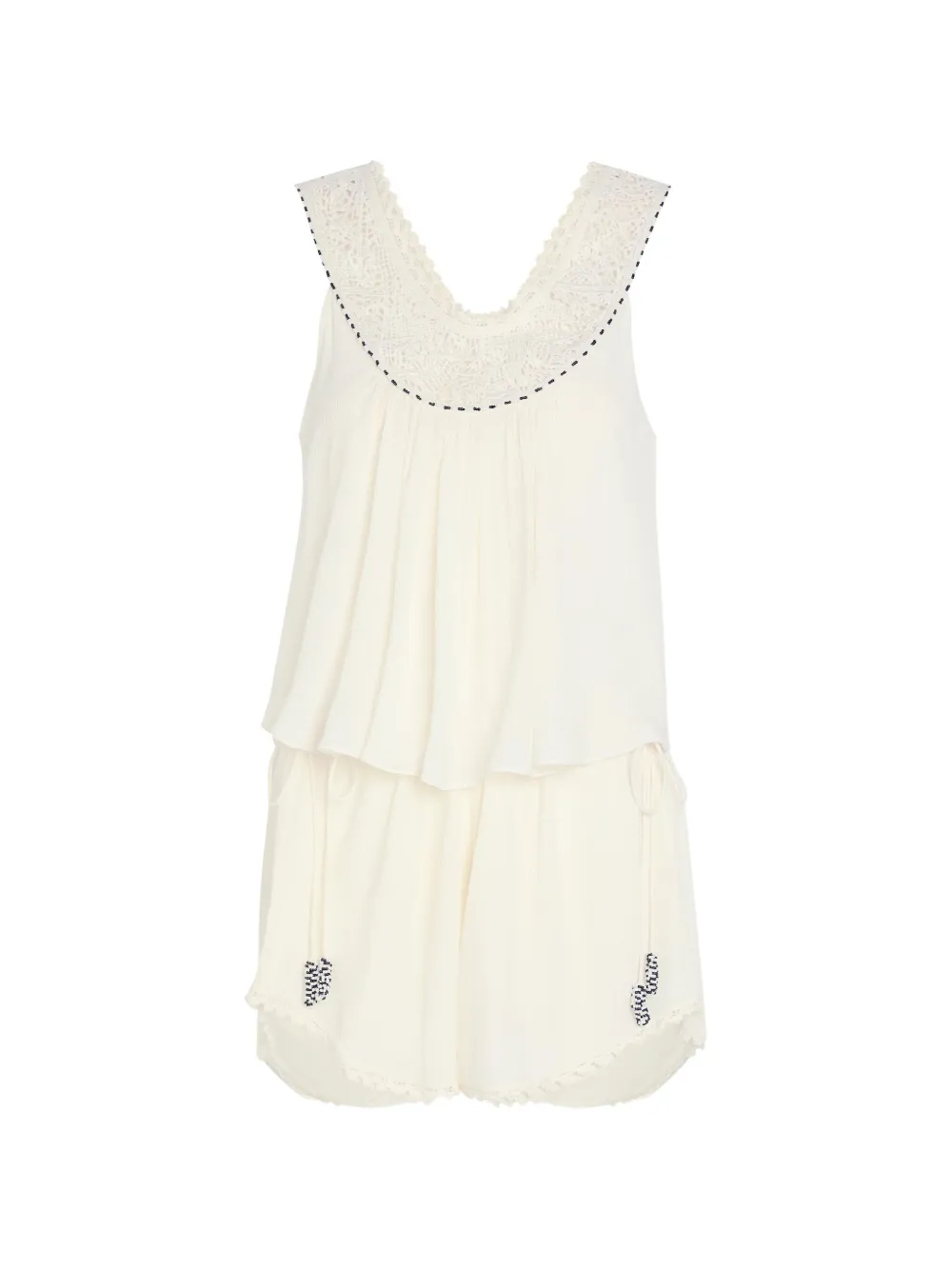 ISABEL MARANT Nilany lace-panel pleated playsuit - Toni neutri